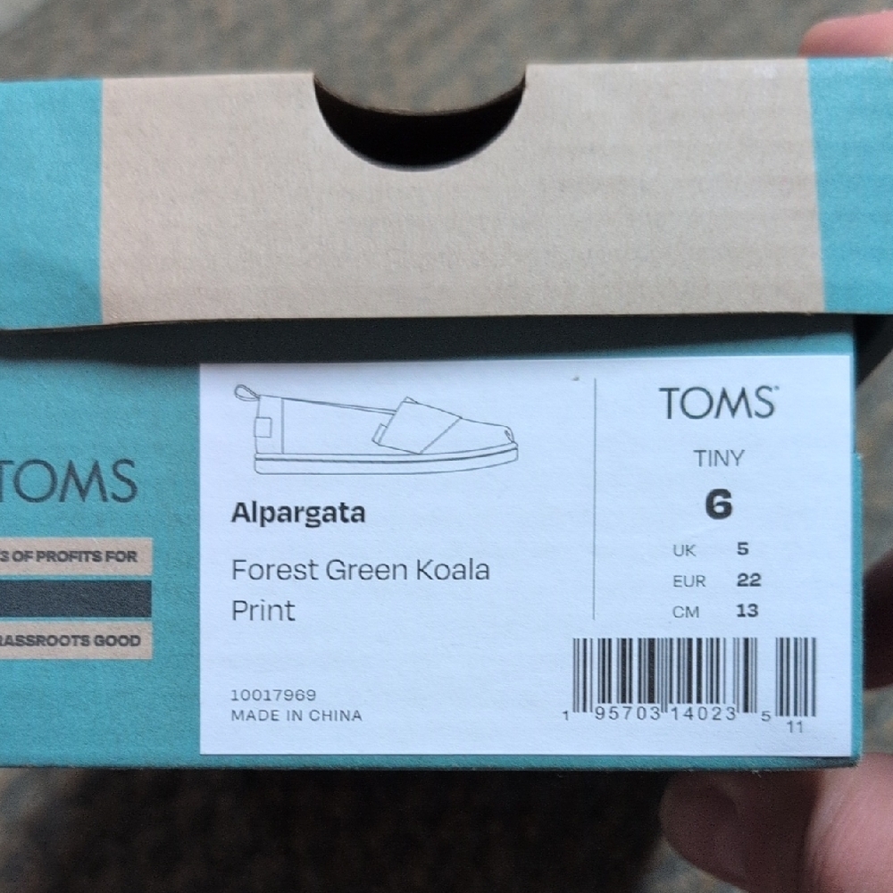 TOMS Forest Green Koala Print Alpargata